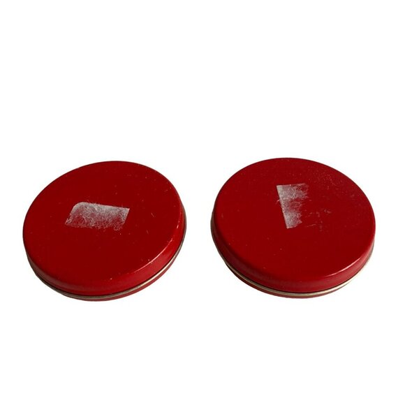 Lot 2 Vintage Chinese Lettering Tins Shengli Red & Yellow Small Metal Round - Picture 3 of 4